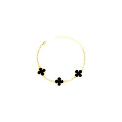 Pulseira Três Trevo Preto Virgínia Banhado A Ouro ... - RC JOIAS BY RUDI