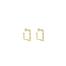 Brinco Argola Quadrado Bamboo Banhado A Ouro 18K -... - RC JOIAS BY RUDI