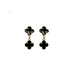 Brinco Trevo Preto Virgínia Banhado a Ouro 18K - 0... - RC JOIAS BY RUDI