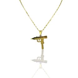 Pingente Metralhadora Aço Dourado - 0000000085953 - RC JOIAS BY RUDI
