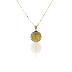 Pingente Medalha são Bento Aço Dourado - 000000002... - RC JOIAS BY RUDI
