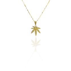 Pingente Folha Maconha Aço Dourado - 000000002060... - RC JOIAS BY RUDI