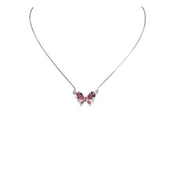 Colar Borboleta Rosa Zircônia Banhado A Prata 925 ... - RC JOIAS BY RUDI