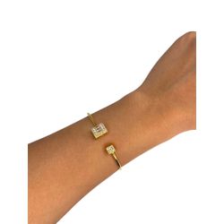Pulseira Bracelete Dois Quadrado Cravejado Banhdo ... - RC JOIAS BY RUDI