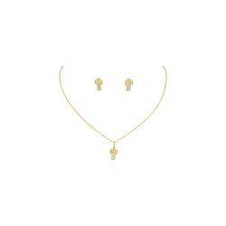 Conjunto Mini Cruz Strass Banhado A Ouro 18K - 000... - RC JOIAS BY RUDI
