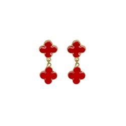 Brinco Trevo Vermelho Virgínia Banhado a Ouro 18k ... - RC JOIAS BY RUDI