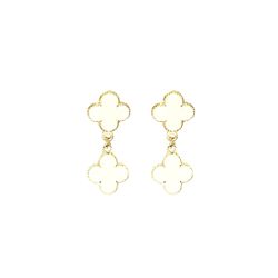 Brinco Trevo Branco Virgínia Banhado a Ouro 18K -... - RC JOIAS BY RUDI