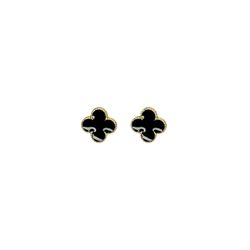 Brinco Trevo Preto Banhado A Ouro 18K - 0000000111... - RC JOIAS BY RUDI