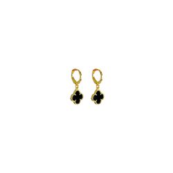 Brinco Trevo Preto Tranqueta Banhado A Ouro 18K - ... - RC JOIAS BY RUDI