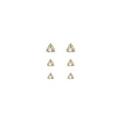 Brinco Trio Triângulo Cristal Zircônia Banhado A O... - RC JOIAS BY RUDI
