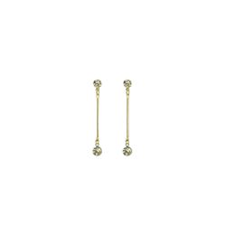 Brinco Palito Duo Strass Banhado A Ouro 18k - 000... - RC JOIAS BY RUDI