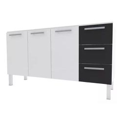 Gabinete Cozimax Venus 3 Gavetas Preto (Pia 120 cm - 3R Construção e Acabamentos