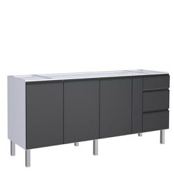 Gabinete de Aço Para Pia 200 Gaia 3 Gavetas Flat C... - 3R Construção e Acabamentos