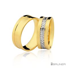 Alianças de Casamento em Ouro 18K com Brilhantes 16.8g - 7602712077 - RDJ Joias