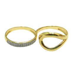 Anel de Ouro 18k Duplo com 32 Brilhantes 3,2mm - J01502339 - RDJ Joias