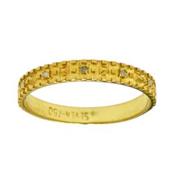Anel de Ouro Pirâmides Minimalista 1.5g 7 Brilhantes - JRD010101-5 - RDJ Joias