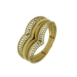 Anel em Ouro 18k 750 V Três em Um Filigrana 2.3g 11mm - J03003108 - RDJ Joias