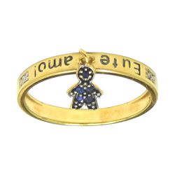 Anel em Ouro 18k Filhos com Brilhantes 2.5g 2.8mm - JAR000122-5 - RDJ Joias