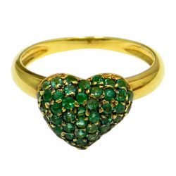Anel em Ouro 18K Coração de Esmeraldas 4.0g 11.0mm - JRD020103-8 - RDJ Joias
