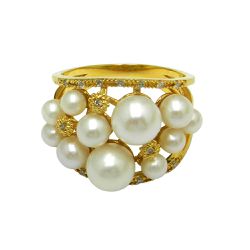 Anel em Ouro 18K Feminino de Pérolas 17.0mm 7.0g - JRD020107-0 - RDJ Joias