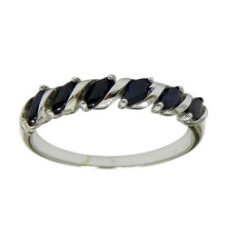 Anel em Ouro 18k Meia Aliança de Safira 2.4g 4.0mm - RDJ00540124 - RDJ Joias