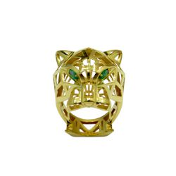 Anel em Ouro 18K Pantera com Esmeraldas 6.6g 30.0mm - J06106611 - RDJ Joias