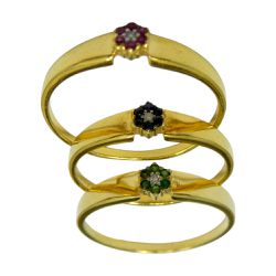 Anel em Ouro 18K Pedras Naturais e Brilhante 1.9g 4.0mm - JRD020101-9 - RDJ Joias