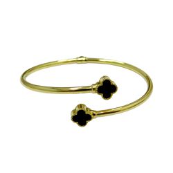 Bracelete em Ouro 18k Modelo Trevos Ônix 10mm 7.3g - J19200221 - RDJ Joias