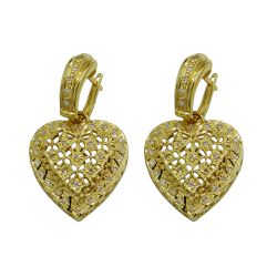 Brinco de Argola em Ouro Coração Brilhantes 6.4g 30mm - J01500059 - RDJ Joias