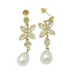 Brinco em Ouro 18k de Pérolas e Zircônias 2.4g 33.0mm - J02000336 - RDJ Joias