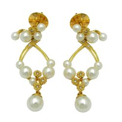 Brinco em Ouro 18k Pérolas e Diamantes 7.0g 40,0mm - BR0025027-0 - RDJ Joias