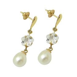 Brinco em Ouro 18k Pérolas e Zircônias 2.0g 27.0mm - J02000140 - RDJ Joias