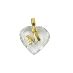 Pingente em Ouro 18k Letra Móvel com Coração de Cristal - J02100528 - RDJ Joias