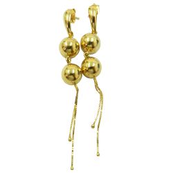 Brinco Longo com Bolas Polidas em Ouro 18K - J03001678 - RDJ Joias