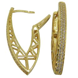 Argola em Ouro 18k 0,750 com Zircônias - J03002152 - RDJ Joias