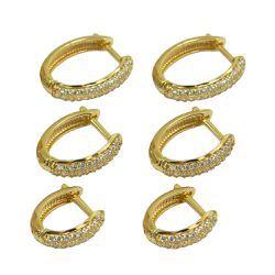 Trio de Brinco de Argola em Ouro com Zircônias Click - J03002878 - RDJ Joias