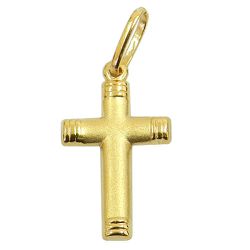 Pingente Cruz em Ouro 18k 0,750 Pequeno 18.0x10.3mm - J03100511 - RDJ Joias