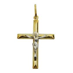 Crucifixo de Ouro Branco e Amarelo com Cristo - J03100601 - RDJ Joias