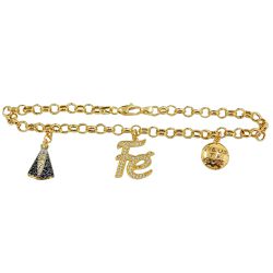 Pulseira em Ouro 18k Feminina Fé N. Senhora Aparecida e Deus te Guie com Zircônias - J048005916-0 - RDJ Joias