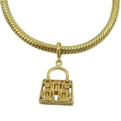 Pingente em Ouro 18k Bolsa com Brilhantes Pandora - J06104029 - RDJ Joias