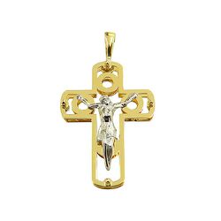 Cruz com Cristo em Ouro 18k 1.9g 32x17.8mm Vazado - J06104073 - RDJ Joias