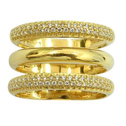 Maxi anel de Ouro 18k cravejado com Zircônias - J06104410 - RDJ Joias