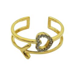 Anel de ouro 18k Flecha e Coração com Zircônia - J06105925 - RDJ Joias