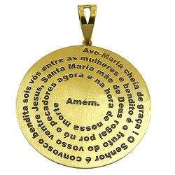 Medalha com Oração Ave Maria completa em Ouro 18K - J10801826 - RDJ Joias