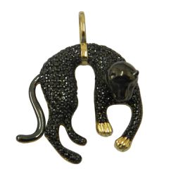 Pingente Pantera de Ouro 18K cravejado com Zirconias Negras - J12400024 - RDJ Joias