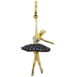 Pingente de Bailarina em Ouro com Zircônia Azul - J12701070 - RDJ Joias