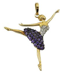 Pingente de Bailarina em Ouro cravejado com Zircônias - J12701104 - RDJ Joias