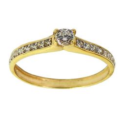 Anel de Ouro 18k cravejado com Zircônias modelo Solitário - J12701700 - RDJ Joias