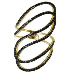 Anel Feminino de Ouro 18K cravejado com Zircônias Negras - J12702086 - RDJ Joias