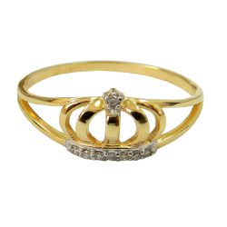 Anel de Ouro 18k com Coroa de Rainha ou Princesa com Brilhantes - J12800652 - RDJ Joias